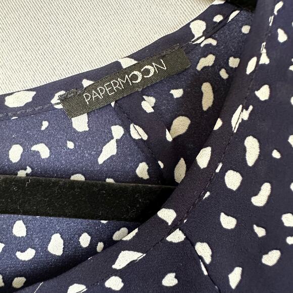 Womens PaperMoon StitchFix Navy Blue White Dot 3/4 Sleeve Flowy Tunic Blouse XXL - Picture 6 of 7